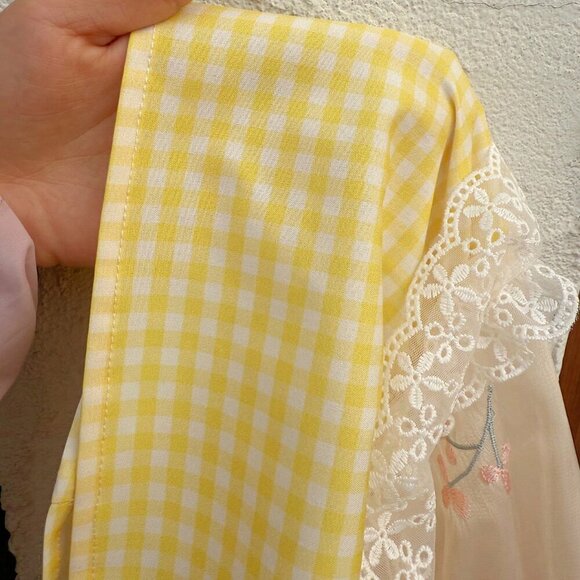 Boho Women's Vacation Plaid multi print Lace Splicing Camisole top - Picture 7 of 7